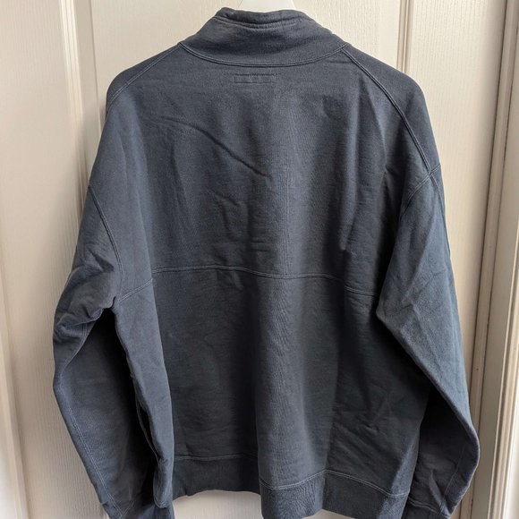 Half-Button Popover Sweatshirt Washed Blue Ajustible Neck - Picture 2 of 6